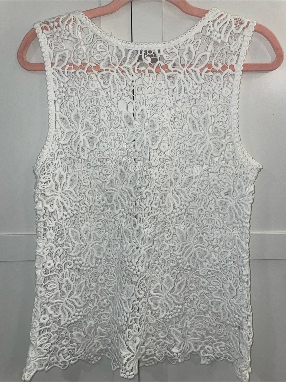 LOFT White Crochet Floral Tank Top - Picture 4 of 5